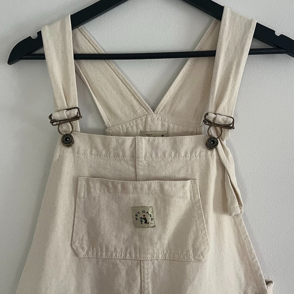 Hey Gang Denim Knee Patch Overalls - Natural